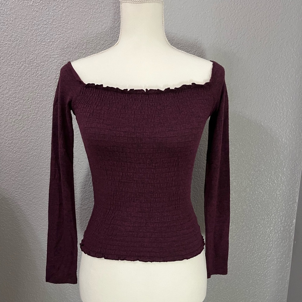 Hollister burgundy smocked top